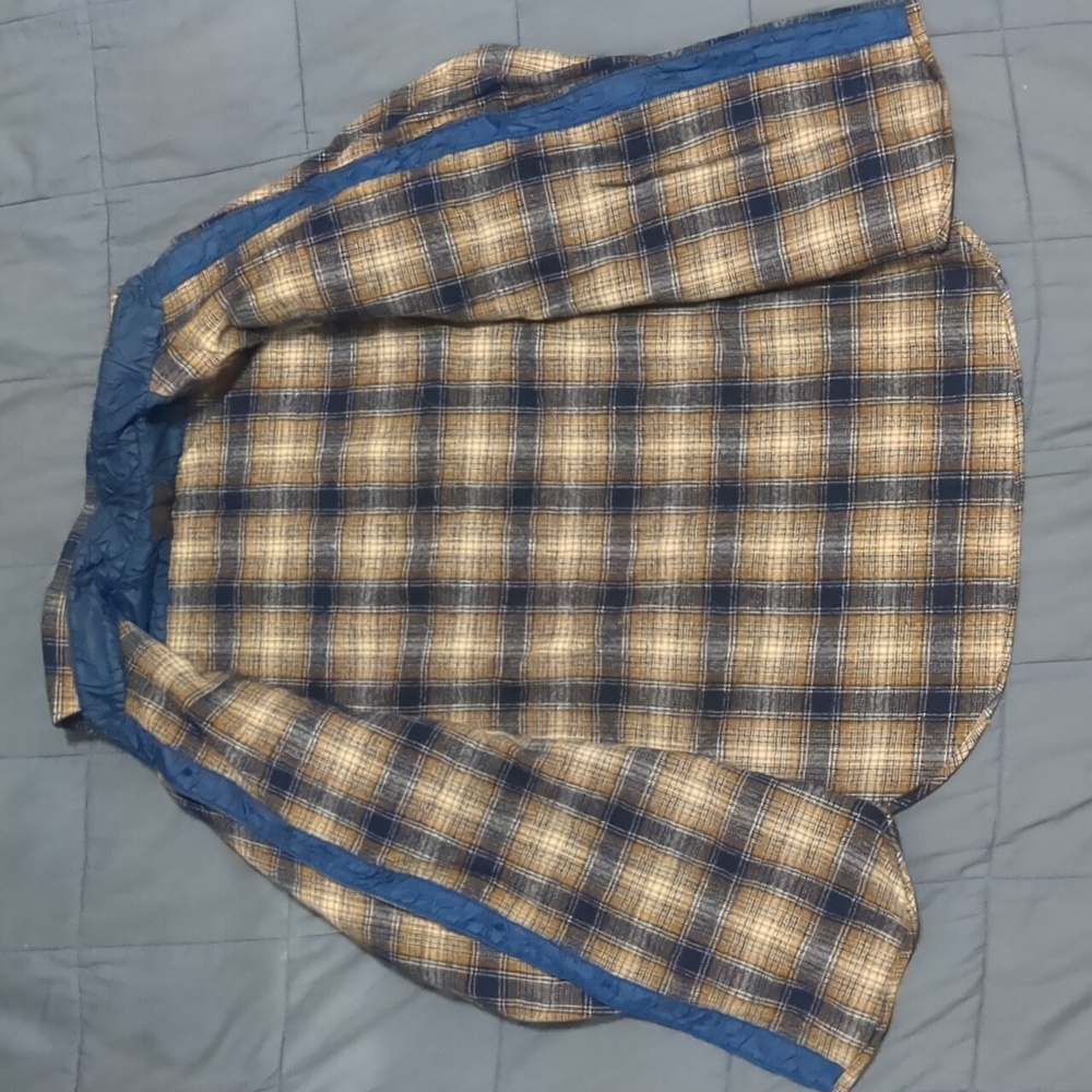 Pendleton Blue and Yellow/Orange Plaid Shirt - Picture 3 of 4